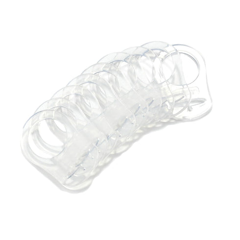 10 Clean Food Grade Transparent Silicone Adapter Rings Holder for Button Style Maam Dummy Baby Pacifier Soother Teething Ribbon Clip...