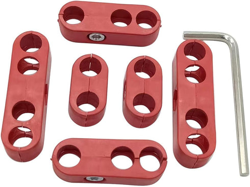 6 PCS/SET 7mm 8mm Spark Plug Wire Separators Dividers Looms Red Colour Fits for Mopar Ford Chevy Mustang...