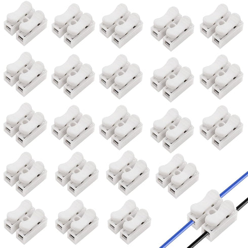 Tnisesm 100Pcs Push Quick Wire Cable Connector,White Wiring Terminal,Spring Loaded Electrical Connectors for Home Lighting Appliances & Automotive...