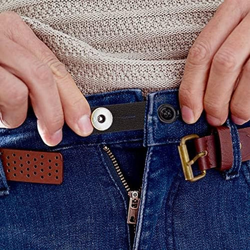 Johnson & Smith Elastic Pants Waist Extenders (6 Pack), Adjustable Waistband Expanders for Men and Women, Jeans Pants Button Extender Set (Black)...
