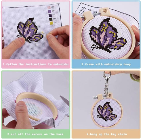INFUNLY Flower Embroidery Kit Beginner Embroidery Kit with Instructions, 3 Strands, Hoops and Color Threads, Embroidery Cross Stitch Practice Kits...