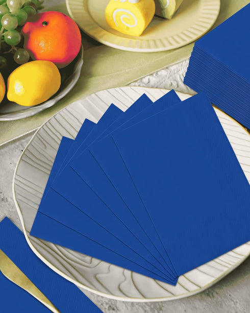 qiqee Klein Blue Dinner Paper Napkins Guest Disposable Hand Paper Towels for Birthday, Wedding,Party Cocktail,Lunch, Dessert,Kitchen?192 Count,13 ...