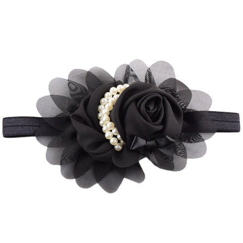 Lovely Rhinestone Unusual Angel Girls Baby Pearl Flowers Hairband Headbands (Black)...