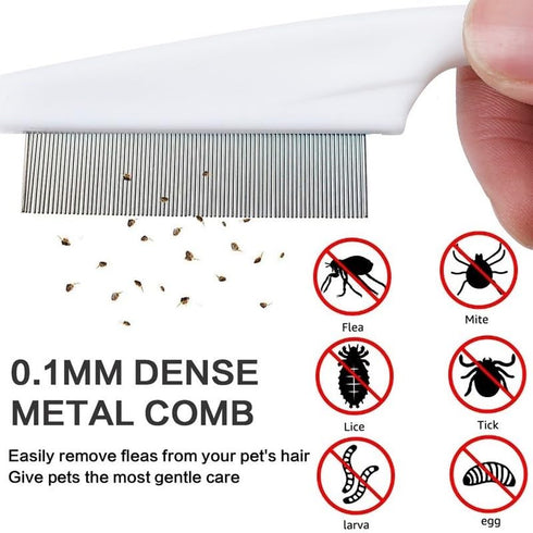 Pet Hair Comb, Flea Comb for Dog and Cat, Multifunctional Pet Grooming Comb Flea and Tear Stain Removal, 2 in 1 New Dog Face Combs Tooth Stainless...