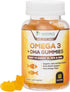 Omega 3 Fish Oil Gummies, Heart Healthy Omega 3 Gummy Supplement with High Absorption DHA & EPA, Extra Strength Joint & Brain Support, Omega 3 Fis...