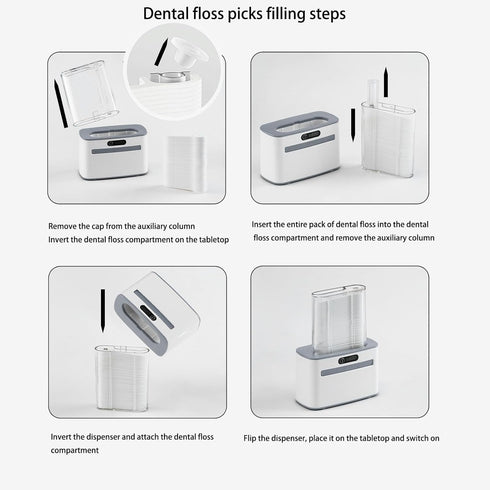 Automatic Dental Floss Picks Dispenser, for Adult Floss Sticks Clear Case 50count/Box, with Flosser Toothpicks 100 Count (Dispenser w/100 toothpic...