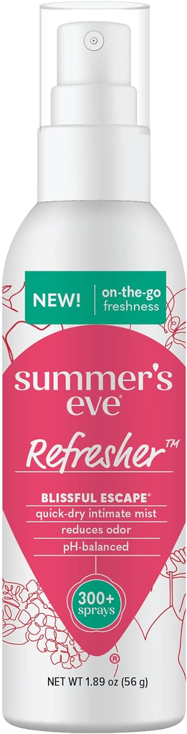 Summer's Eve Refresher Mist, Feminine Spray Reduces Odor, Blissful Escape, Body Spray for Women, 1.89 Oz Bottle...