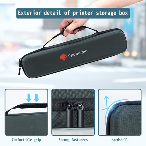 Phomemo M08F Tattoo Printer Gray Case, Portable Bag Waterproof Compatible with M08F/P831/TP81/TP83, PJ762/PJ763MFi, MT800/MT800Q Portable Thermal ...