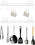 Kitchen Utensil Rack Wall Mount, White Adhesive Kitchen Utensil Hanger No Drilling Kitchen Utensil Holder Space Saving Kitchen Wall Hooks for Kitc...