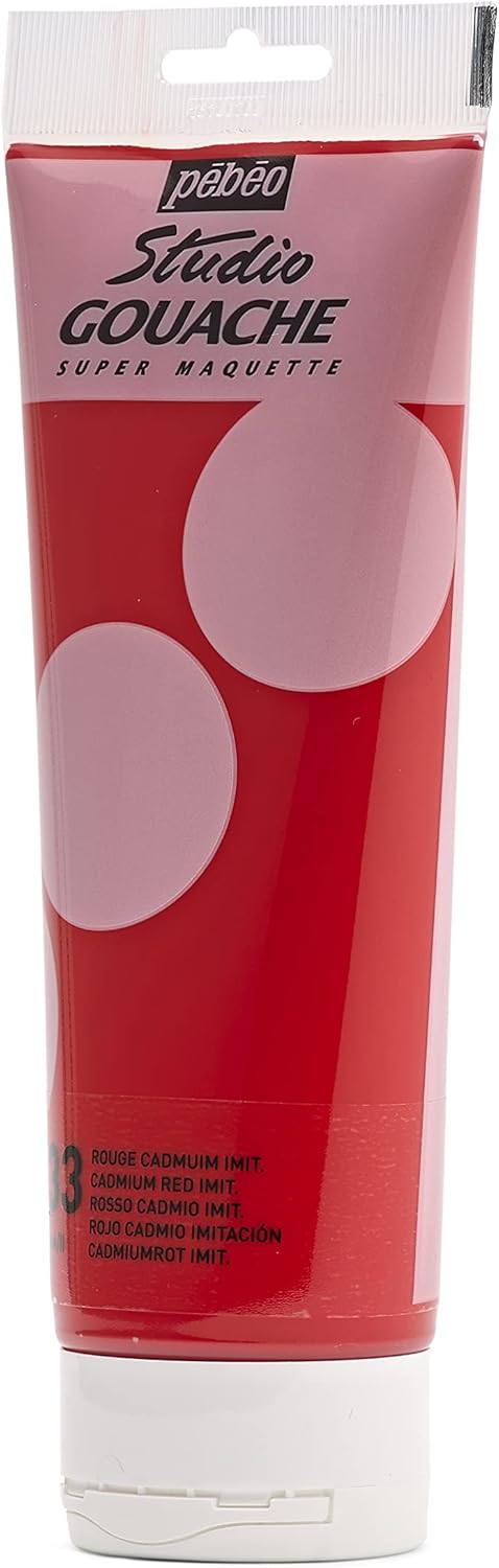 PEBEO Studio Gouache Fluid Paint - 220 ml, Cadmium Red, Velvet Matte Formula, for Acrylic Painting and Illustration, Arts and Crafts Supplies (270...