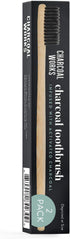 Charcoal Works Adult Charcoal Infused Bamboo Toothbrush, Natural, Pack of 2...