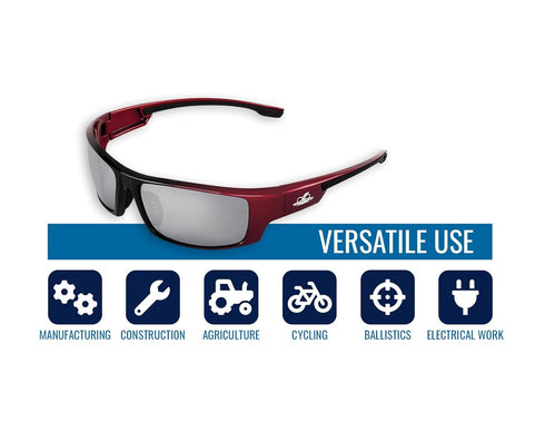 Bullhead Safety Eyewear Dorado Safety Glasses with Dual Lenses, ANSI Z87+, Anti-Scratch Coating and UV Light Protection, Silver Mirror Lenses, Two...