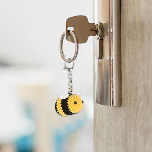 BIBABLYKE Personalized Cute Bees Pendant Crochet Keychain Lucky Funny Bees Charm Keyring Women Beautiful Pendant Keyholder Gift Cotton/Alloy...