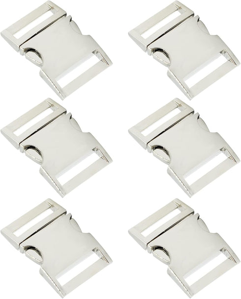 Bytiyar Buckle 6 pcs 3/4 inch(20mm) Quick Side Release Clips Metal Buckles for Straps Webbing Paracord Bracelet Dog Collar Backpack Belt,Silver...