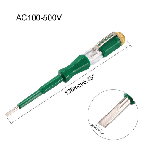 uxcell Voltage Tester AC 100-500V with 3mm Slotted Screwdriver with Clip for Circuit Test, Green, Pack of 2...