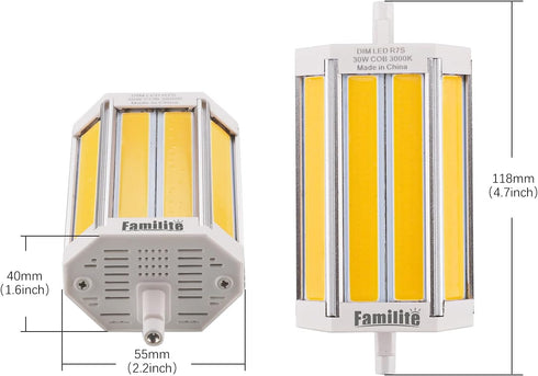 R7S LED Bulb 118MM, 30W COB Dimmable J118 Flood Light, 150W Halogen T3 Replacement for Torchiere Wall Sconce Work Light Banker Light, Warm White 3...