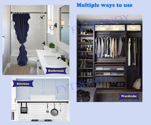 Black Edition Stainless Steel Wardrobe Closet Rod Bracket, U-Shaped Open Type Socket Bracket, Shower Curtain Rod Pole End Supports Sockets Flange ...