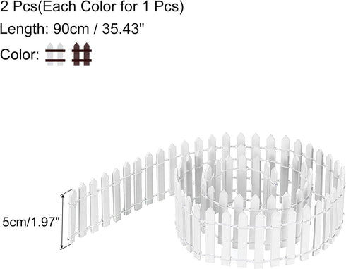 MECCANIXITY 4pcs 35 Inch Miniature Garden Fence, Mini Ornament Wood Picket Fence Decorative for Dollhouse Home DIY Crafts, Brown/White...