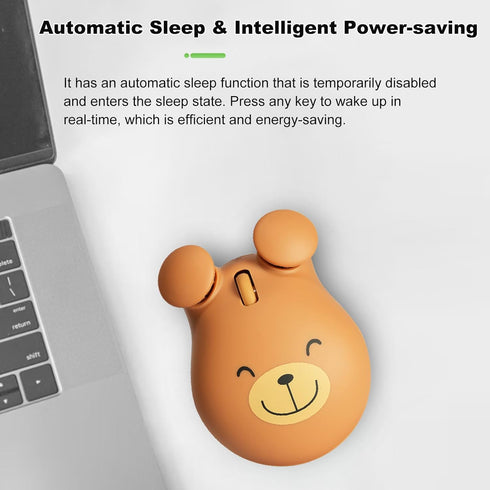 Wireless Mouse 2.4GHz Lovely Cartoon Bear Shape USB Mouse Portable Cordless Mouse with USB Receiver, Kids Small Optical Mouse Computer Mouse for L...