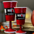 Reusable Red Plastic Wine Glasses with Stem, 14oz, Unique Heavy-Duty Drinking Glasses for Parties, Durable Champagne Flutes, Cute Sturdy Big Grip ...