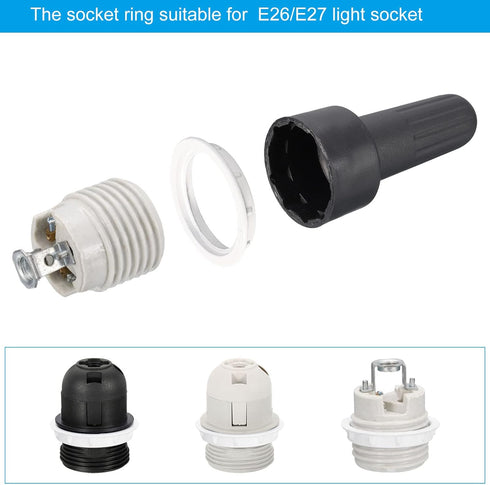PATIKIL Socket Ring Removal Tool with Aluminum Lamp Shade Socket Rings 2 in 1 Set for Medium Base E26/E27 Sockets Light Fixtures...
