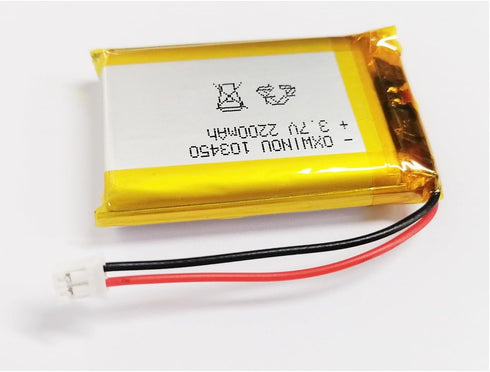 Lithium Polymer Battery 3.7V 2200mAh 103450 Lipo Rechargeable Battery Pack with 2 Wires JST 2.0mm Connector for Speaker and Wireless Device(1-Pack...