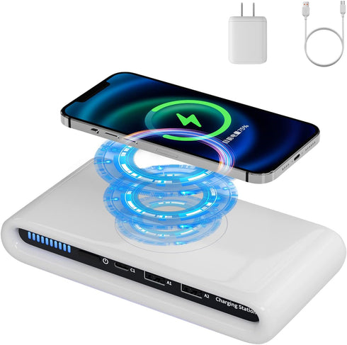 Wireless Charger Station USB C Port 30W 3 in 1 Wireless Charging Pad with Night Light for iPhone 15/14/13/12/Sumsung/Google...