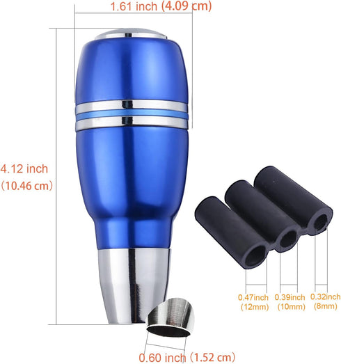 Arenbel 4" Automatic Gear Shift Grip Knob Head Alloy Push Button Car Lever Stick Shifter Handle Fit Most Auto Manual Transmission Vehicles, Blue...