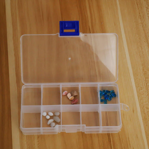 Plastic Jewelry Organizer Box Clear Storage Bead Case for Little Crafts/Arts 2 Pack Container with 10 Grids, Small...