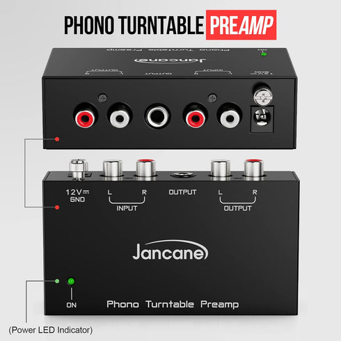 Phono Preamp for Turntable- Mini Electronic Audio Stereo Phonograph Preamplifier with RCA Input, RCA/TRS Output, Low Noise Operation, with 12 Volt...