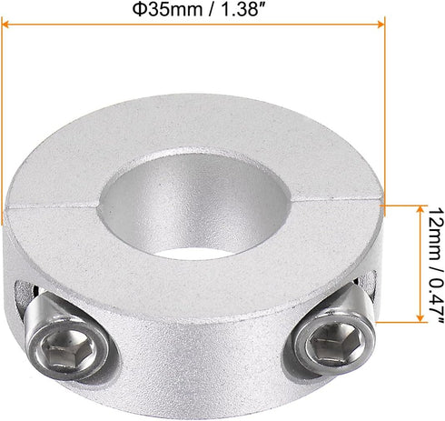 2pcs Double Split Shaft Collar for 17mm Shaft Set Screw Clamp-On Collars, 35mm OD, 12mm Width, for Stoppers, Position, Hold Timing Pulleys, Machin...