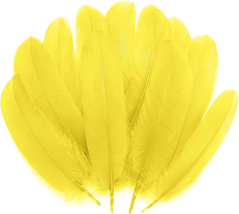 PMYUMAO 300pcs Yellow Feathers for Crafting, 5-7inch Bulk Natural Feathers for Hats, Costume Decorations, DIY Crafts, Wedding Home Party Decoratio...