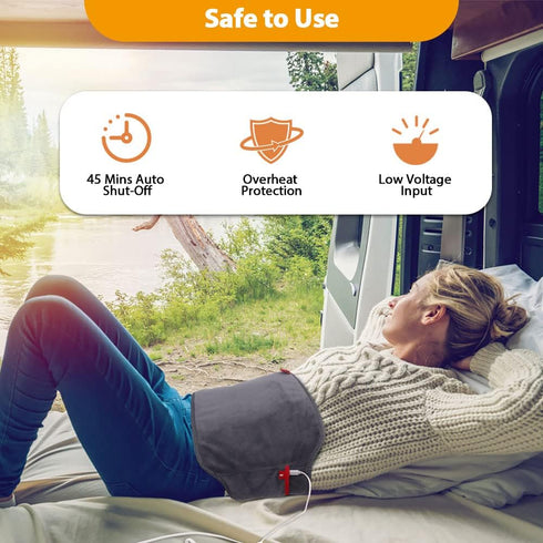 USB Heating Pad for Back Pain Relief, Electric Heated Back Brace with 3 Heat Settings & Auto-Off for Lower Back, Lumbar, Sciatica, Back Heat Suppo...