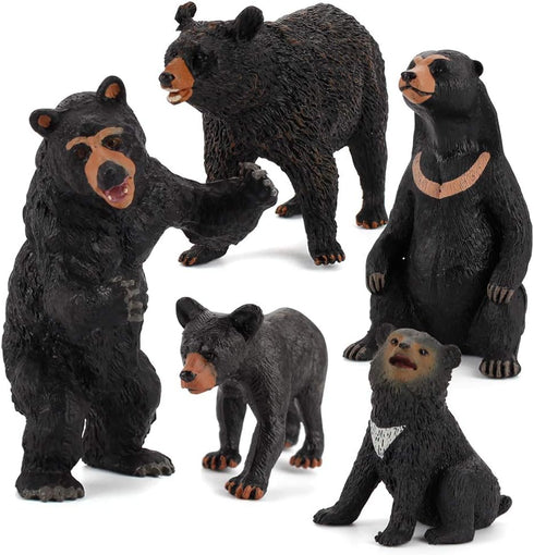 Realistic Wild Life Jungle Animal Figures Model Black Bear Family Playset Eduactional Toys Playset Figurine Statue Classroom Desktop Decoration fo...