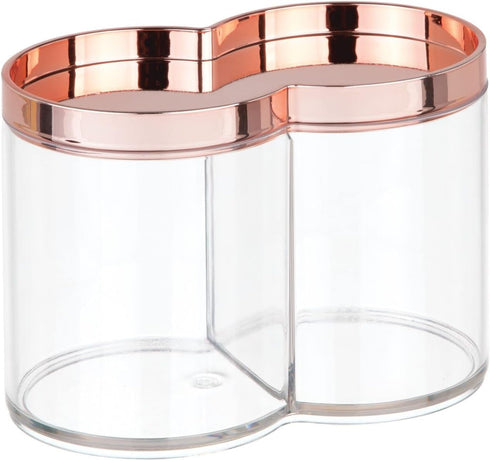 mDesign Plastic Canister Jar Organizer Set with Storage Lid - Home Decor Holder for Bathroom/Restroom Vanity Countertop, Cabinet - Holds Cotton Ba...