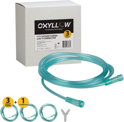 Premium 7 FT Oxygen 3-Count Tubing with Y-Connector| 6-Channel Kink-Resistant Air Flow | High-Visibility Green Tint | Universal End Connectors | M...