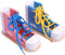 STOBOK 2pcs Wood Lacing Sneaker Learn to Tie Shoes Tie-Up Shoe Threading Toy Montessori Educational Toys (Blue + Pink)...