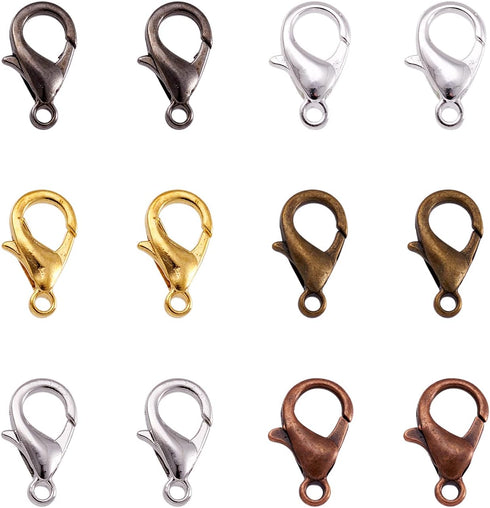 Pandahall 120pcs/box 6 Colors Zinc Alloy Lobster Nickel Free Claw Clasps Making Findings 14x8mm for DIY Jewelry Bracelet Necklace Making...