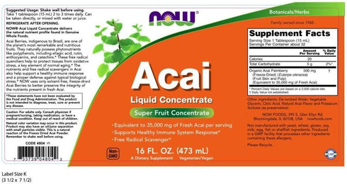 NOW Supplements, Acai Liquid, Supports Healthy Immune System Response*, Super Fruit Concentrate, 16-Ounce...