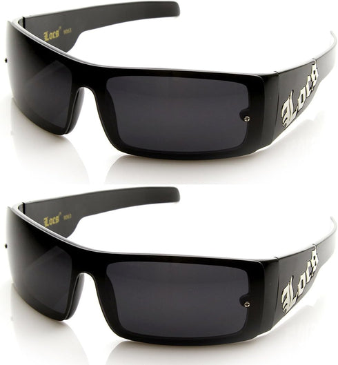 Locs Eyewear One-Piece Shield Hardcore Shades OG Gangsta Dark Lens Sunglasses...