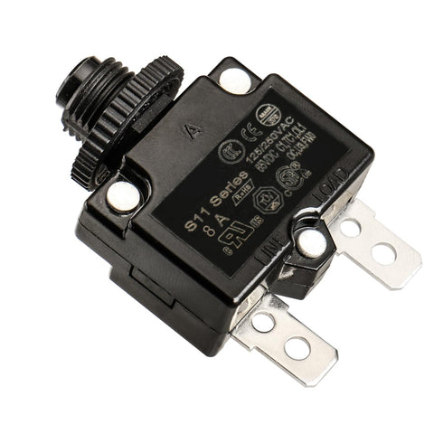 Baomain 8A Circuit Breaker Thermal Overload Protector, S11 Series 125/250VAC/65VDC, Manual Reset Thermal Circuit Breakers Black Pack of 10 (8 Amp....