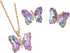 Pingyongchang Butterfly Necklace Earrings for Women Minimalist Cubic Zircons Gold Butterfly Pendant Earrings Necklace Cute Crystal Butterfly Jewel...