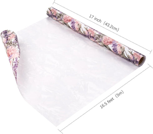 WRAPAHOLIC Scented Kraft Wrapping Paper - Mini Roll - 17 Inch x 16.5 Feet - Lavender Floral Design with Faint Fragrance for Drawer Liners, Home Cl...