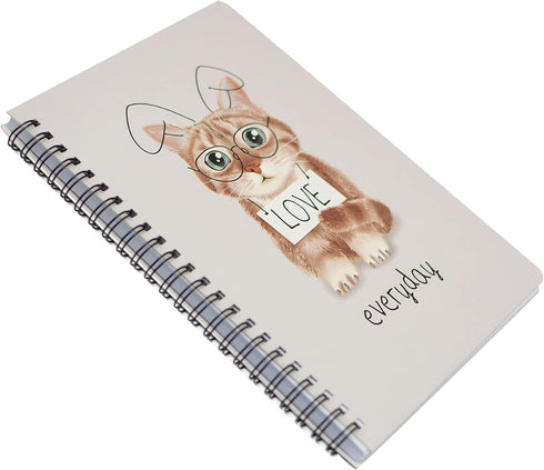Yansanido Spiral Notebook, 4 Pcs A5 Thick Cat Design Hardcover 8mm Ruled 4 Color 80 Sheets -160 Pages Journals for Study and Notes (Cat)...