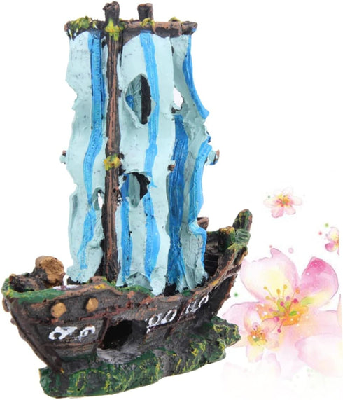 Housoutil Aquarium Submarine Ornaments Pirate Fish Tank Scenery Decoration Desk Topper Tabletop Pirate Decor Aquarium Boat Wreck Aquarium Decorati...