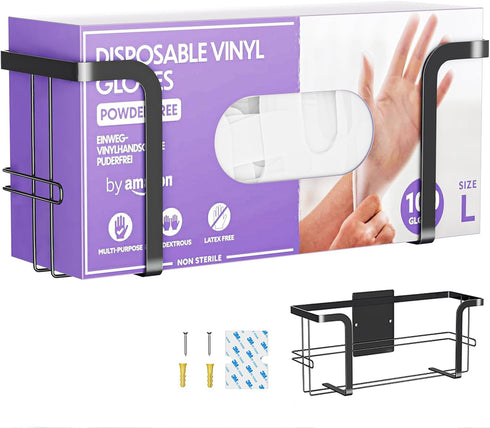 Glove Holder for Wall Mount, Disposable Napkin Glove Dispenser, Durable Glove Box Holder, Metal Glove Rack for Rubber Latex Gloves Organizer Facia...