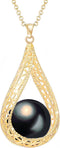 14MM Big Pearl Pendant Necklaces for Women Glod Plated Costume Jewelry...