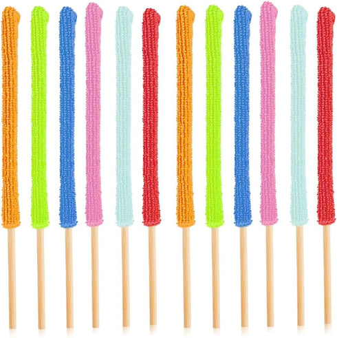12Pcs Mini Dusters for Cleaning, Microfiber Detail Duster Sticks, Small Crevice Cleaning Tool, Dust Removal Brush for Car Window/Blind/Fan/Vent (6...