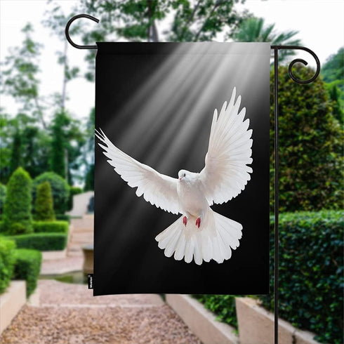 Moslion Dove Garden Flag Peace Bird White Dove with Swings Flying in the Sky Sunlight Flags Double-Sided Banner Welcome Yard Flag Outdoor Home Dec...