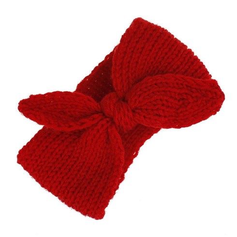 Utaly Winter Cute Kids Baby Girls Knit Rabbit Knotted Headband Headwrap Earwarmer (Red + Beige, Stretchy)...